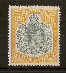 Bermuda 1950 GVI 12/6d Keyplate SG120e Perf 13 LHM Cat£100