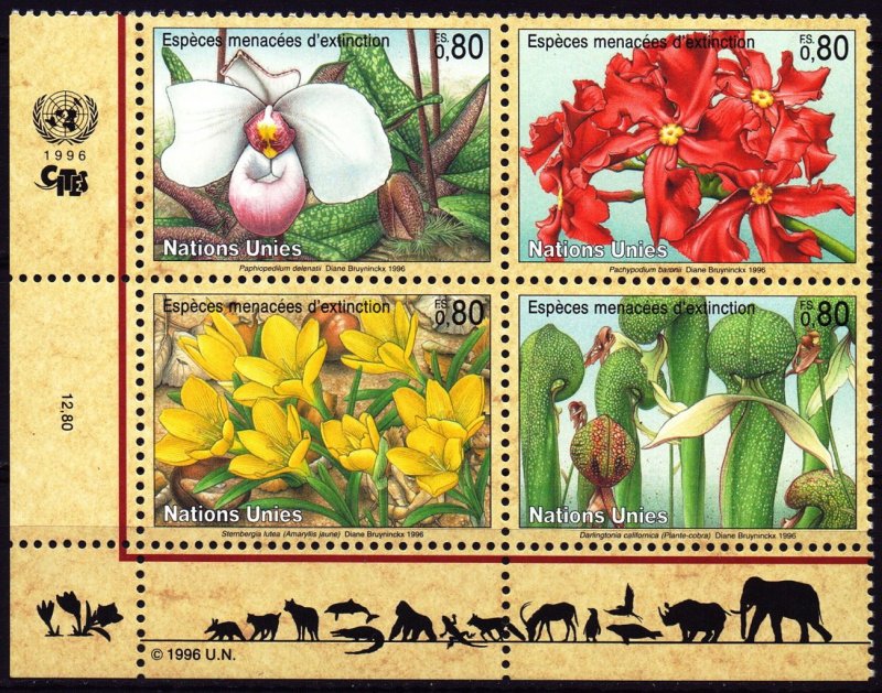 UN Geneva. 1996. 288-91. Flowers. MNH.