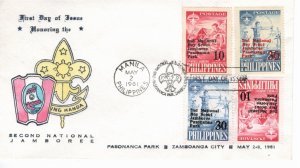 Philippines 1961 Sc 832-3, 833a FDC-23