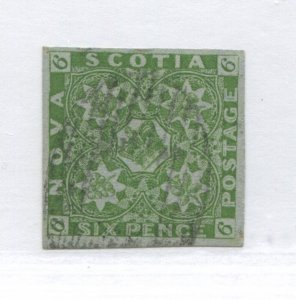 Nova Scotia 1851 6d yellow green used with 4 very large even margins