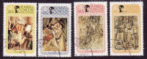 Turks & Caicos-SC#481-4-used set-1981-Picasso-Paintings-