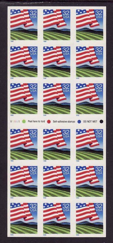 USA-Sc#2919a- id8-unused NH booklet-Flag over field-1995-