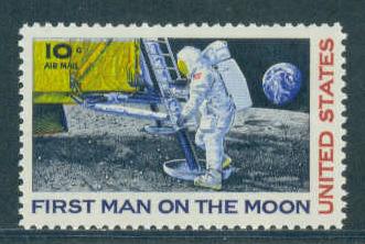 C76 10c Man on the Moon Fine MNH Plt/4 UR 31381 E12726