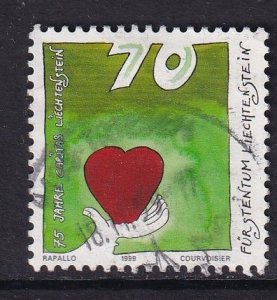 Liechtenstein   #1141 used  1999  hand holding heart 70rp