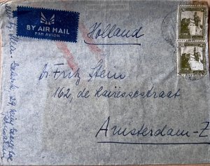 PALESTINE - BRITISH MANDATE. Hist Postal. Jerusalem-Amsterdam Cert Envelope. 1946-