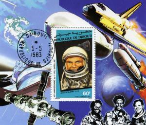 Djibouti 1982 Space John Glenn Souvenir Sheet Perforated Canceled