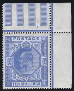 sg319var M54(3) 10/- Deep Blue Somerset House Corner Marginal U/M