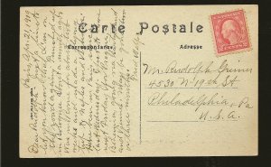 USA SC#499 on Dated 1919 Paris France Postcard Used