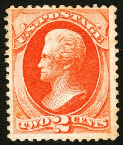 #178 1875 2c Vermillion Fine-Very Fine Unused Deep Rich Color