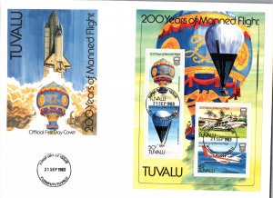 Tuvalu 211a Manned flight. Souvenir Sheet U/A FDC