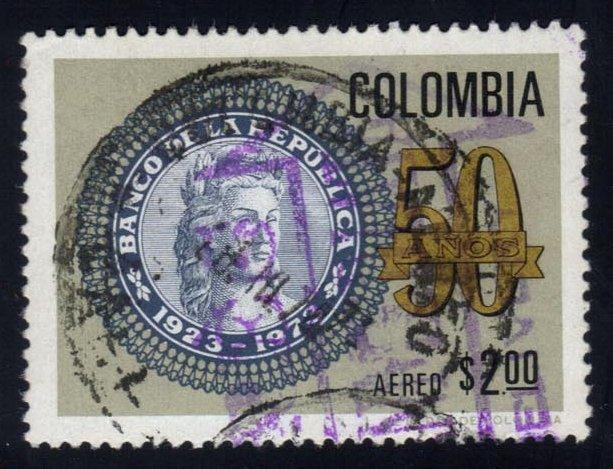 Colombia #C588 Bank Emblem, used (0.25)