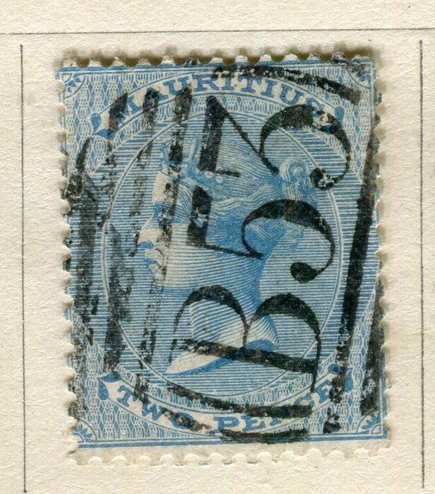 MAURITIUS;1863 early classic QV portrait issue fine used 2d. value fine Postmark