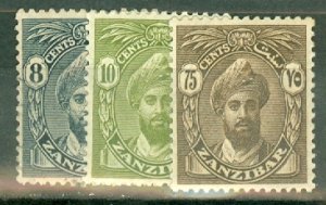 IZ: Zanzibar 184-195 mint/used (184-5, 189, 194 mint) CV $52.95; scan shows o...