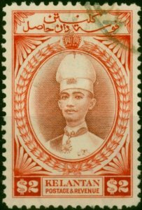 Kelantan 1937 $2 Red-Brown & Scarlet SG53 V.F.U