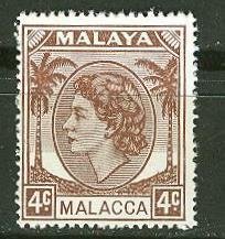 Malaya-Malacca # 31 Queen Elizabeth, 4c   (1)  Mint NH