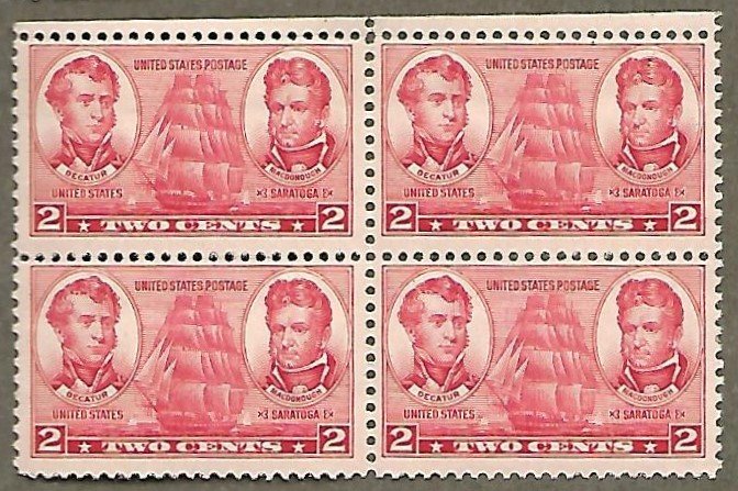 United States #791 2c Admirals Decatur & MacDonough MNH block of 4 (1937)