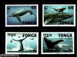 Tonga 1996 WWF Humpback Whale Fish Marine Life Animals Sc 915-18 MNH # 194