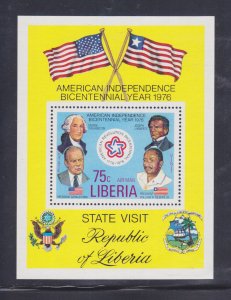 Liberia Stamps: 1976 USA Bicentennial Issue; #C214; 75c Souvenir Sheet/1; MNH