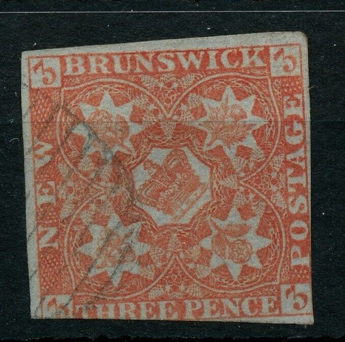?#1 New Brunswick Three pence Fine $350, used Canada