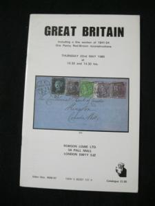 ROBSON LOWE AUCTION CATALOGUE 1980 GREAT BRITAIN + 1d RED BROWN RECONSTRUCTION