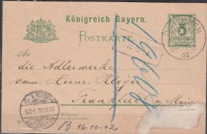 Bavaria - 15.10.1902 postcard Dillungen - Frankfurt (1436)