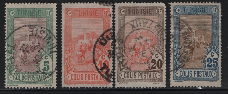 TUNISIA , Q1-Q4, (4) SET,  USED, 1906 Mail delivery