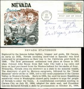 US FDC #1248 #M16 Cover Craft Cachet Carson City, NV to Sam Boyd