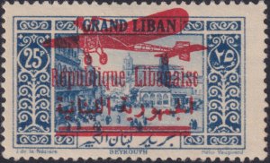 Sc# C35 Lebanon 1929 airmail red airplane o/p MLMH 25p issue $190.00