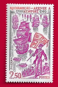 FRANCE SCOTT#1712 1980 2.50f ROCHAMBEAU LANDING - MNH