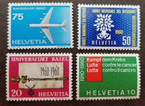 Switzerland 1960 Airplane Aviation Tree University Fight Cancer Health stamp MNH