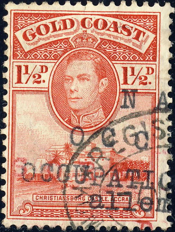 GOLD COAST - 1940 - SG 122a - KGVI 1 1/2d SCARLET p.12x11 1/2 VF Used ACCRA