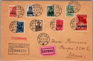 1941 Vilnius German Occupation Lithuania Express Cover Russian USSR Overprints