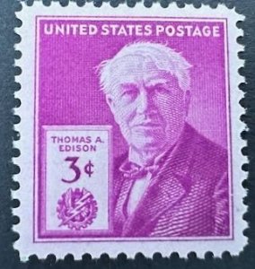 US # 945 Thomas Edison 3c 1947 Mint NH