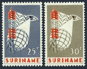 Surinam 339-340, MNH. Michel 505-506. Television service, 1966. Eye, Globe.