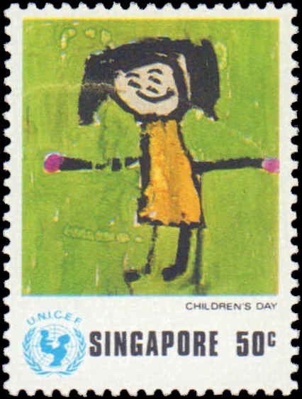 Singapore #218-221, Complete Set(4), 1974, Art, Children, Hinged