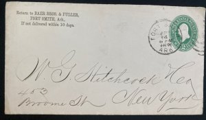 1891 Fort Smith AR USA Commercial Postal Stationery cover To New York