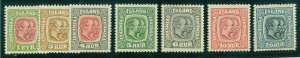 ICELAND #99-107 (91-97) Complete Two Kings set wmk crosses, og NH Scott $1,150