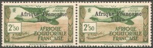 FRENCH EQUATORIAL AFRICA Sc# C10 MNH F Pair Airplane Airmail