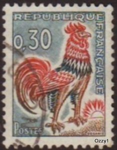 France 1965 Sc#1024b, SG#1562a 30c Gallic Cock Rooster USED-VF-H.