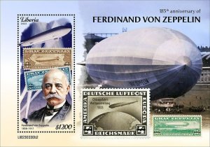 LIBERIA- 2023 - Ferdinand von Zeppelin - Perf Souv Sheet - Mint Never Hinged