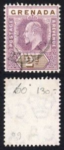 Grenada SG69 KEVII 2d wmk Mult Crown CA CDS used Cat 140 pounds