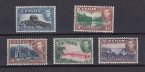 Ceylon KGVI 1938 Sideways Watermark Collection (5) SG389/395 MLH BP9949