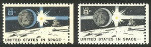 U.S. #1435d SCARCE Mint NH - 1971 8c Moon Landing, Blue & Red Omitted