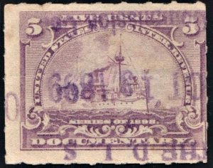 R167 5¢ Documentary Stamp (1898) Used