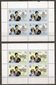 Anguilla SC# 444c, 446c Mint NH Stamps-Complete Booklet Panes of 4 Full set of 2
