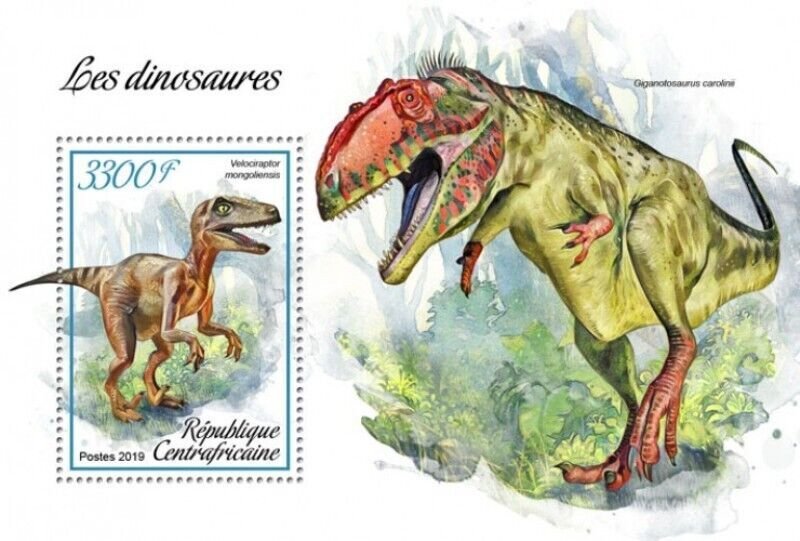 Central Africa - 2019 Dinosaurs - Stamp Souvenir Sheet - CA190110b