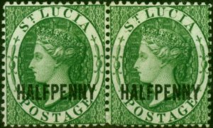 St Lucia 1882 1/2d Green SG25 Fine & Fresh MM Pair