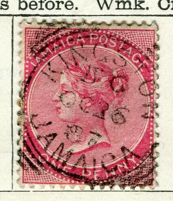 JAMAICA; 1883 early classic QV issue used 1d. value, Postmark