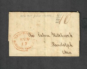 Stampless Cover Newport Rhode Island Oval Sept 17 1828 Long Letter