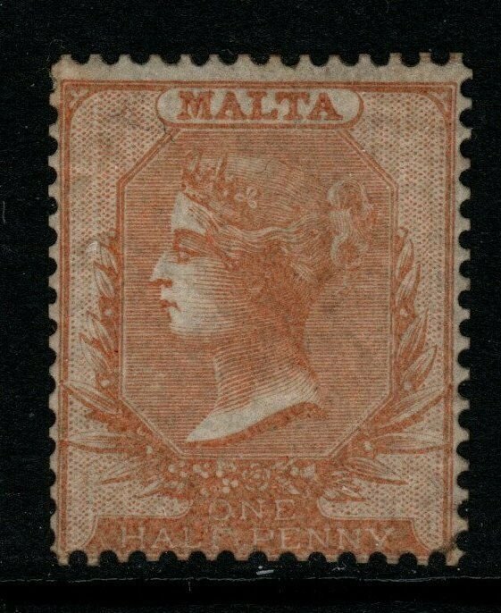 MALTA SG3 1860 ½d BUFF/THIN WHITE PAPER NO WMK MTD MINT